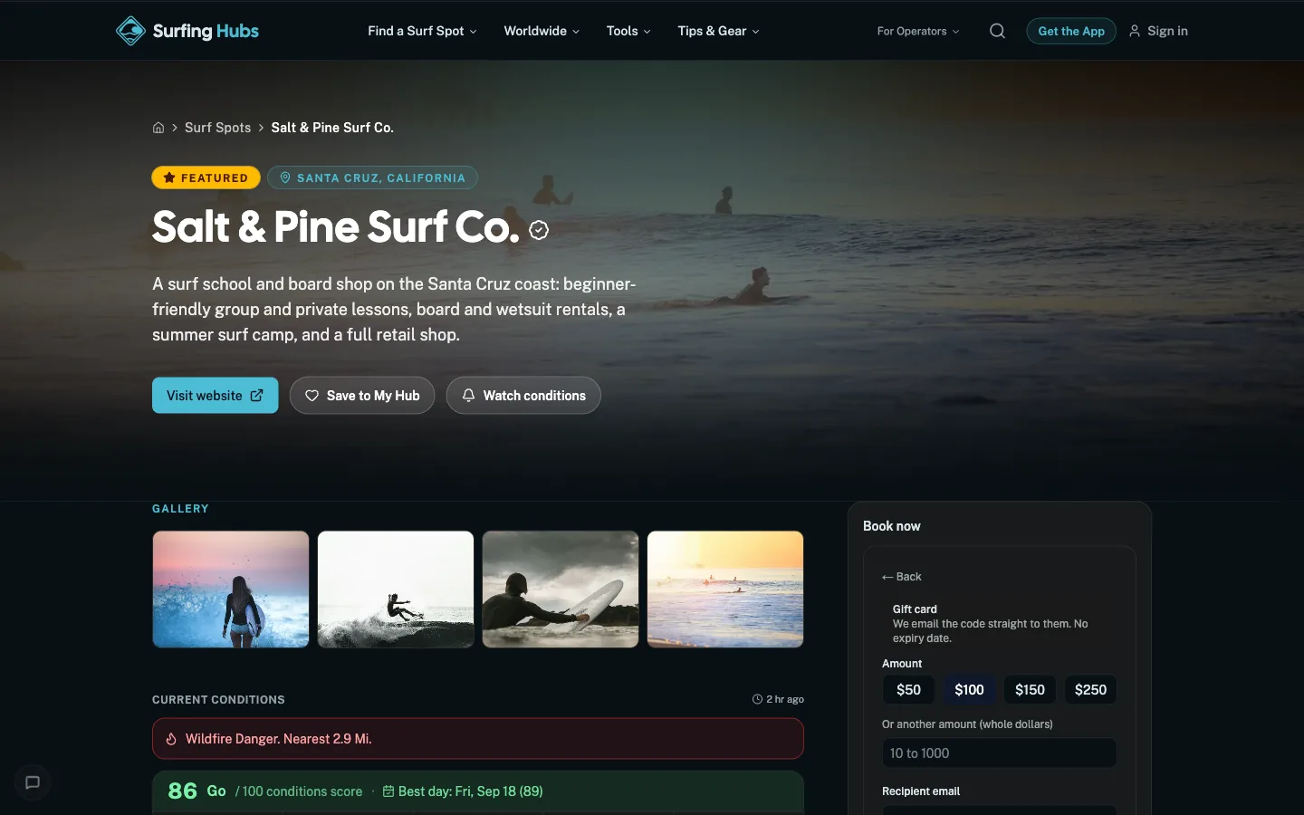 Promotions as a customer sees it on Surfing Hubs